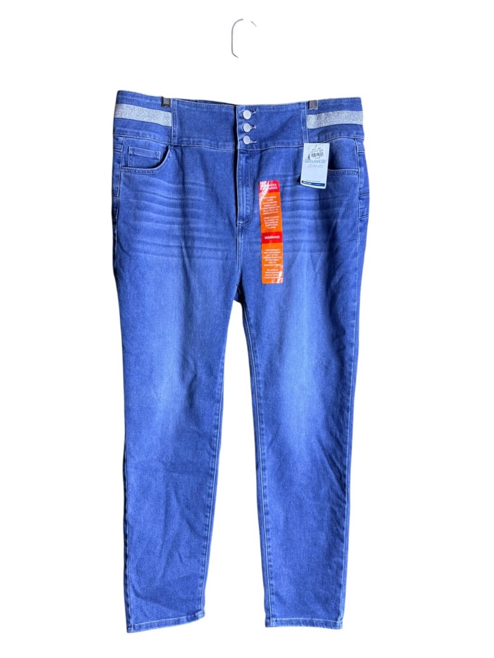 Andrea Jeans Blue High Rise Skinny Jeans NWT Size 17 Plus Glitter Waist